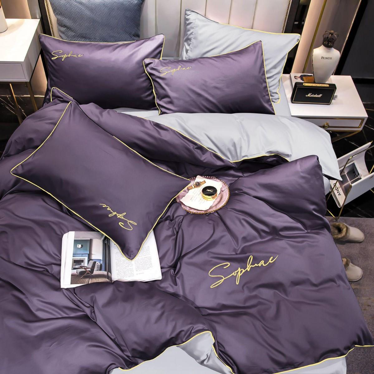 Постельное белье KOLOCO Sophae сатин двуспальное Темно-фиолетовый (42550) - фото 2