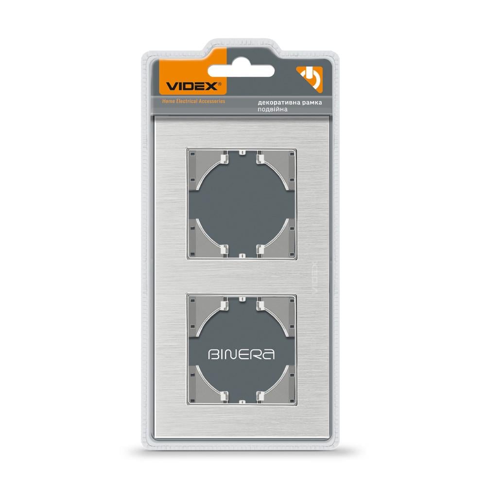 Рамка Videx BINERA 2-постовая горизонтальная Серебряный алюминий (12546)
