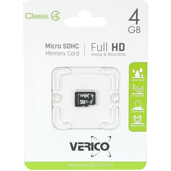 Карта памяти Verico microSDHC 4GB Class 4 (1MCOV-MDH643-NN)