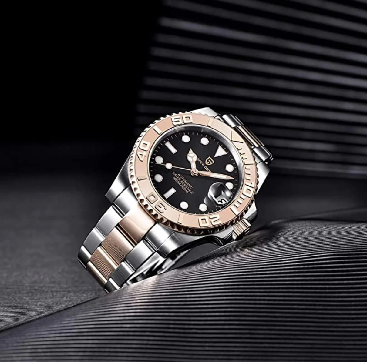 Годинник механічний Pagani Design PD-1651 водонепроникний з автопідзаводом Gold/Black (22818140) - фото 4