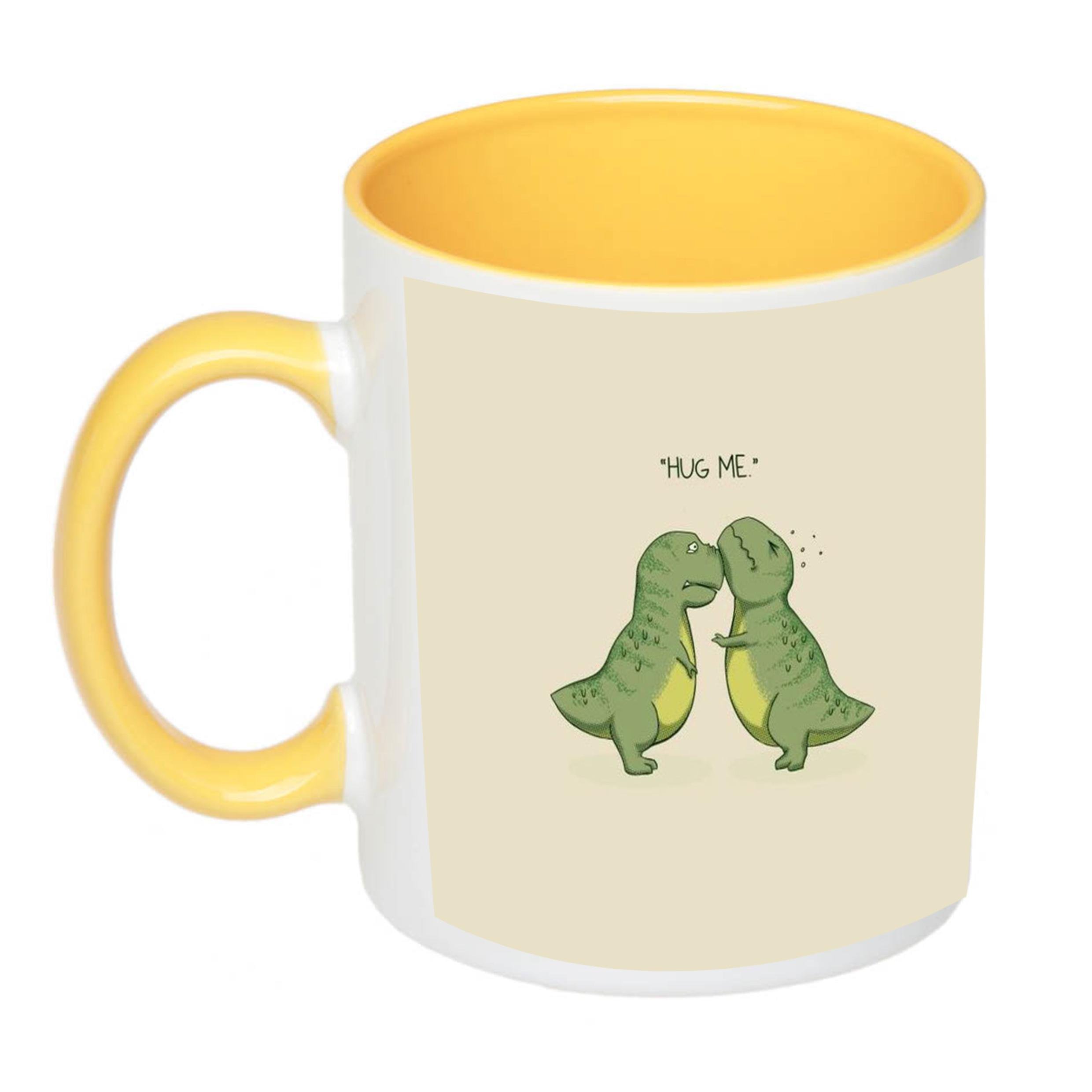 Чашка з принтом Hug me 330 мл Жовтий (17806) - фото 1 Чашка з принтом Hug me 330 мл Жовтий (17806) - фото 1