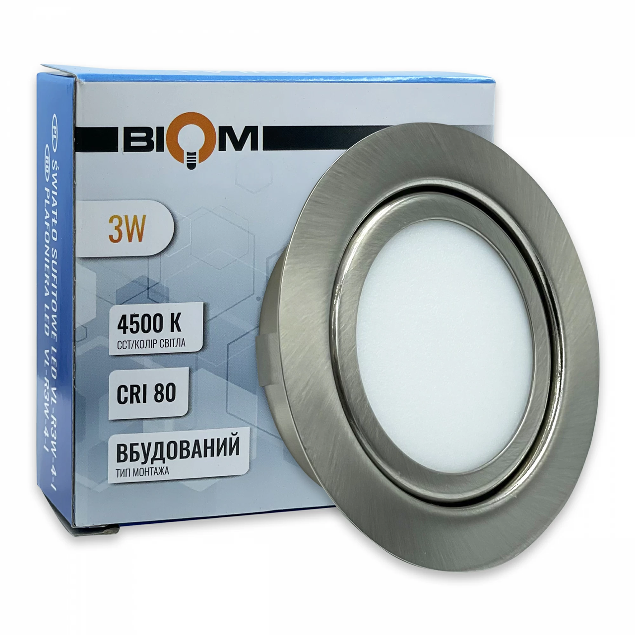 Точечный светильник светодиодный Biom VL-R3W-4-I 3 Вт круглый 4500К Хром (2701889694)