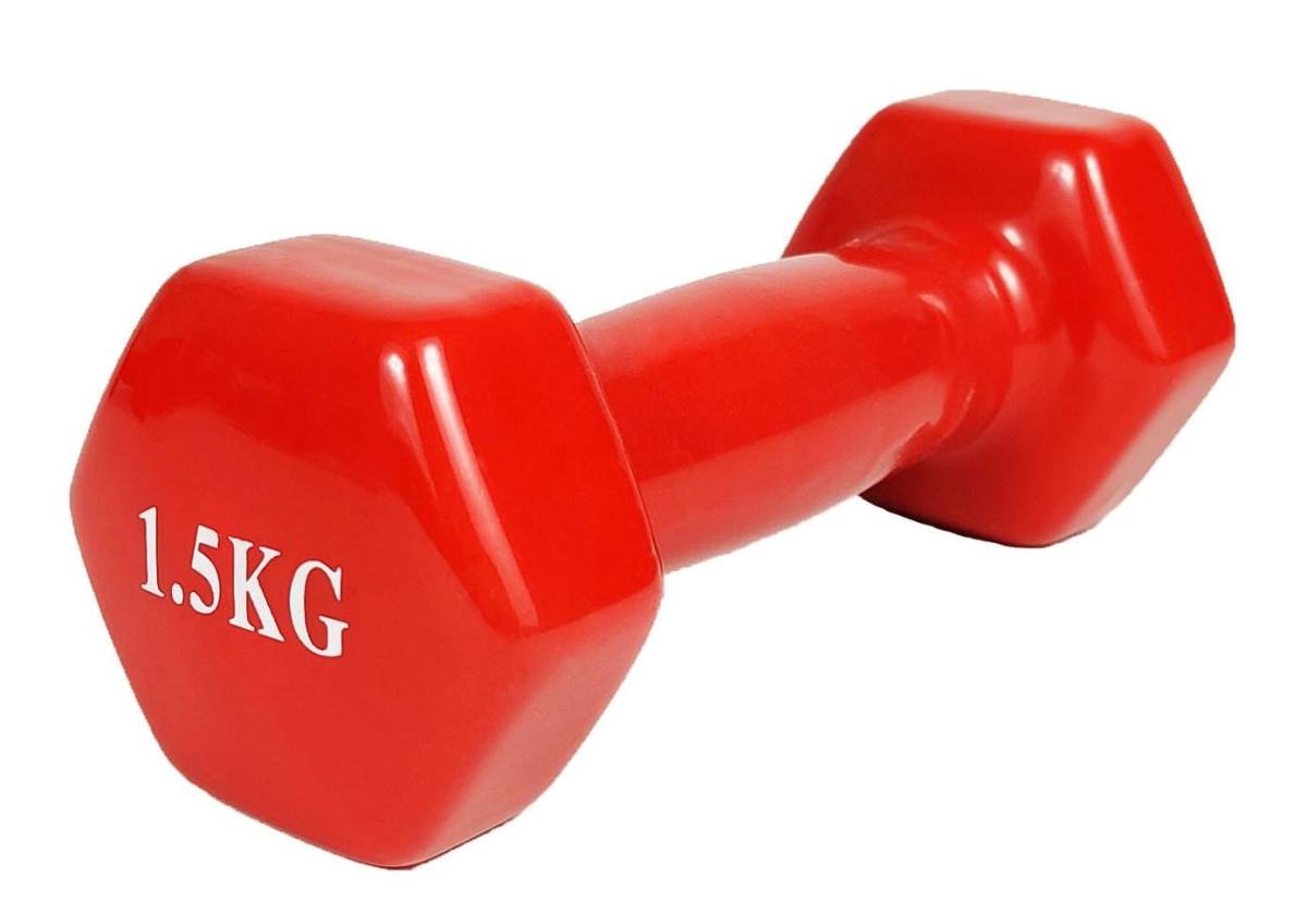 Гантель для фітнесу EasyFit 1,5 кг з вініловим покриттям Червоний (EF-2649-R) - фото 1 Гантель для фітнесу EasyFit 1,5 кг з вініловим покриттям Червоний (EF-2649-R) - фото 1