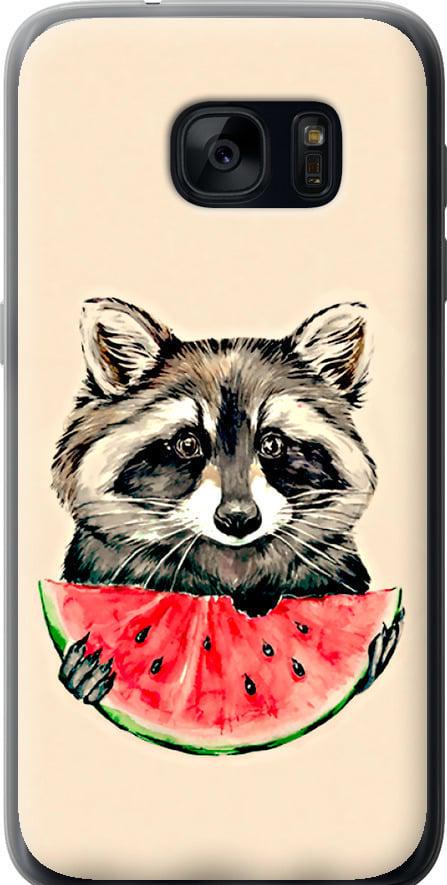 Чехол на Samsung Galaxy S7 G930F Енотик с арбузом (4605t-106-42517)