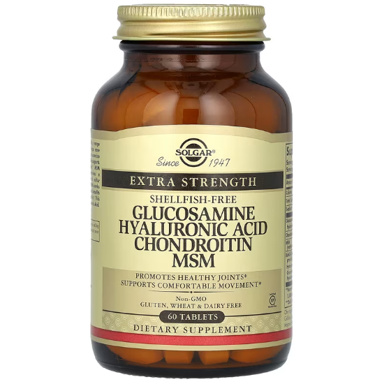 Комплекс Хондропротектор Solgar Glucosamine Hyaluronic Acid Chondroitin МСМ 60 таблеток