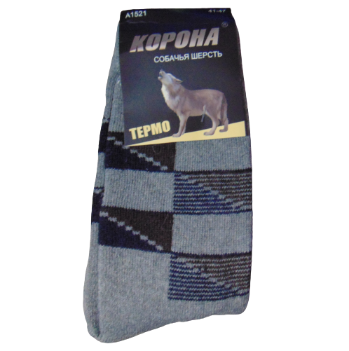 Носки термо собачья шерсть на махре Корона A1521 р. 41-47 Серый (1660681004)