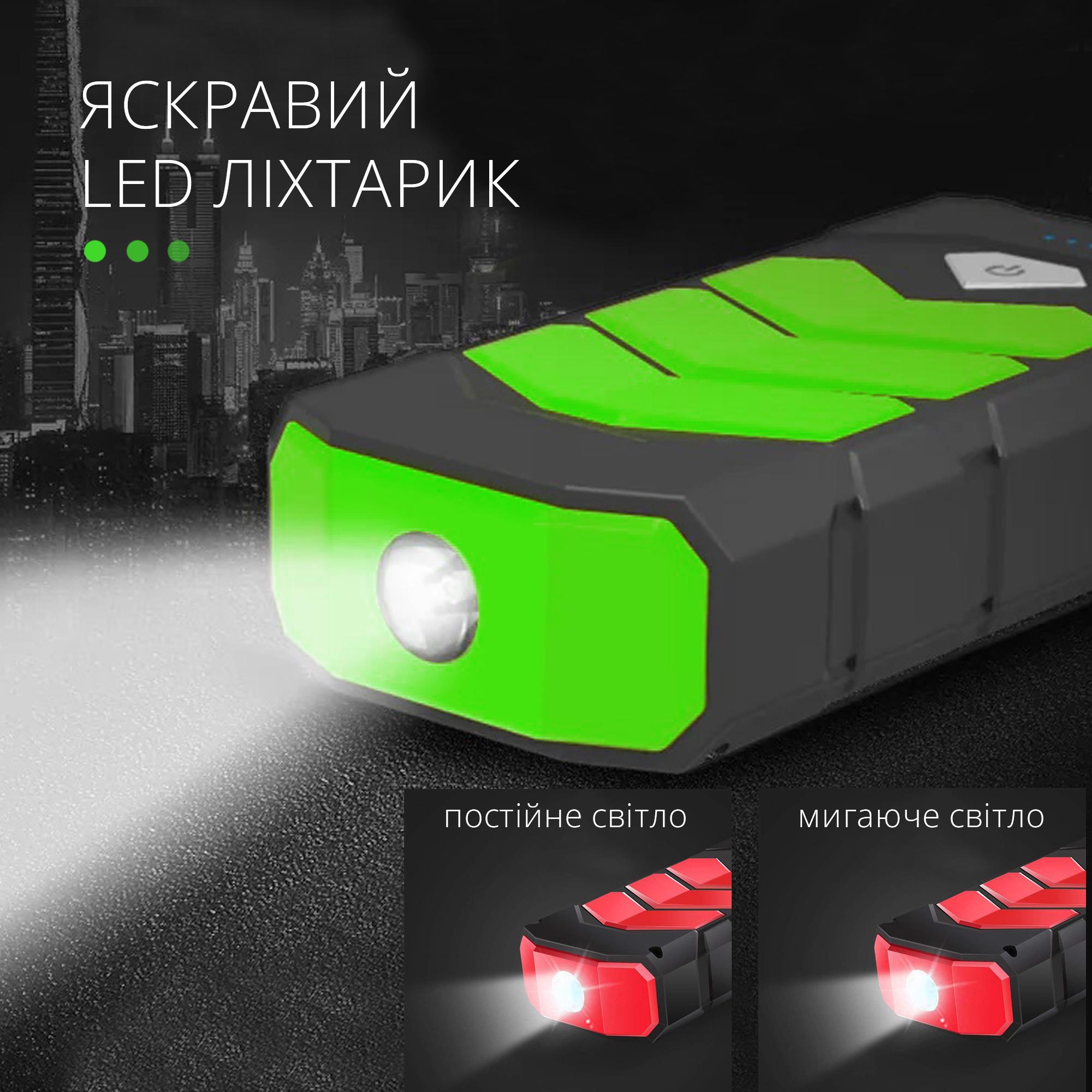 Портативний пускозарядний пристрій Jump Starter 24000 mAh Зелений (00019-02) - фото 5