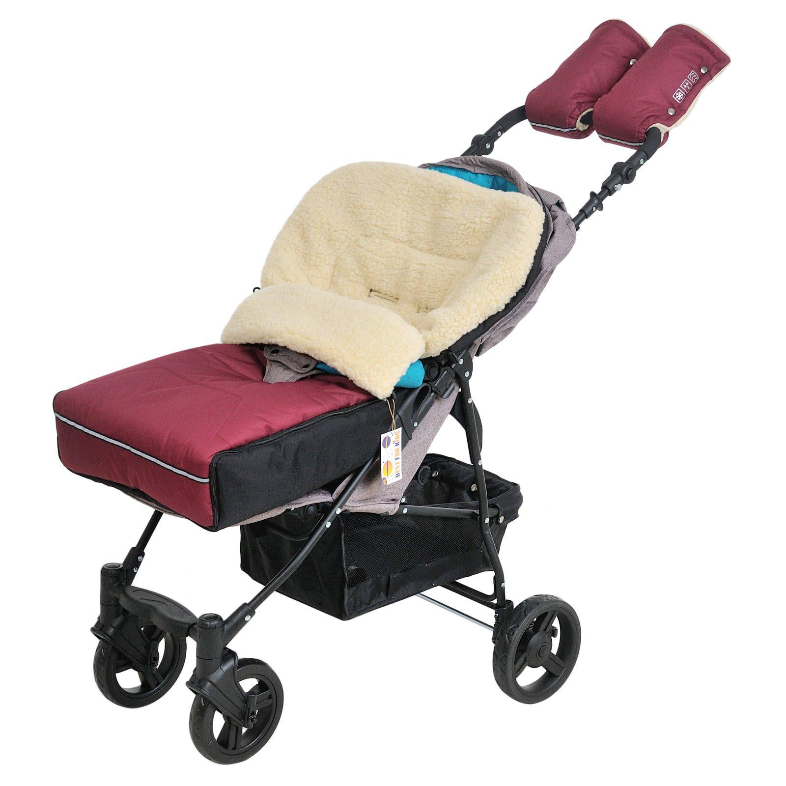 Комплект конверт-чехол зимний For Kids Ideal с рукавицами на коляску 2в1 Бордовый (892)