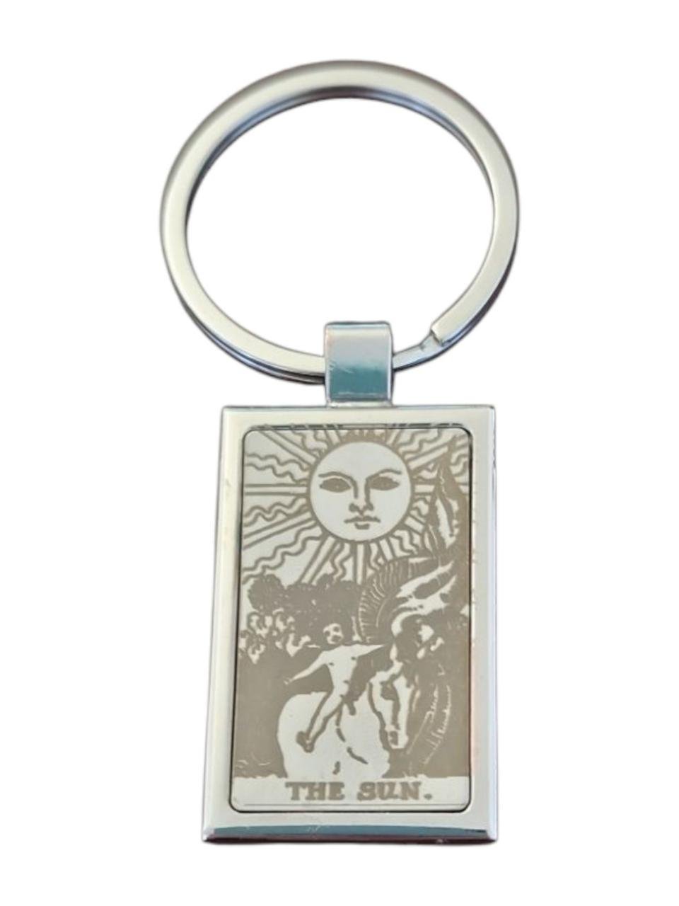 Брелок металлический для ключей с картой Таро Солнце 80 мм двухсторонний Брелок металлический для ключей с картой Таро Солнце 80 мм двухсторонний
