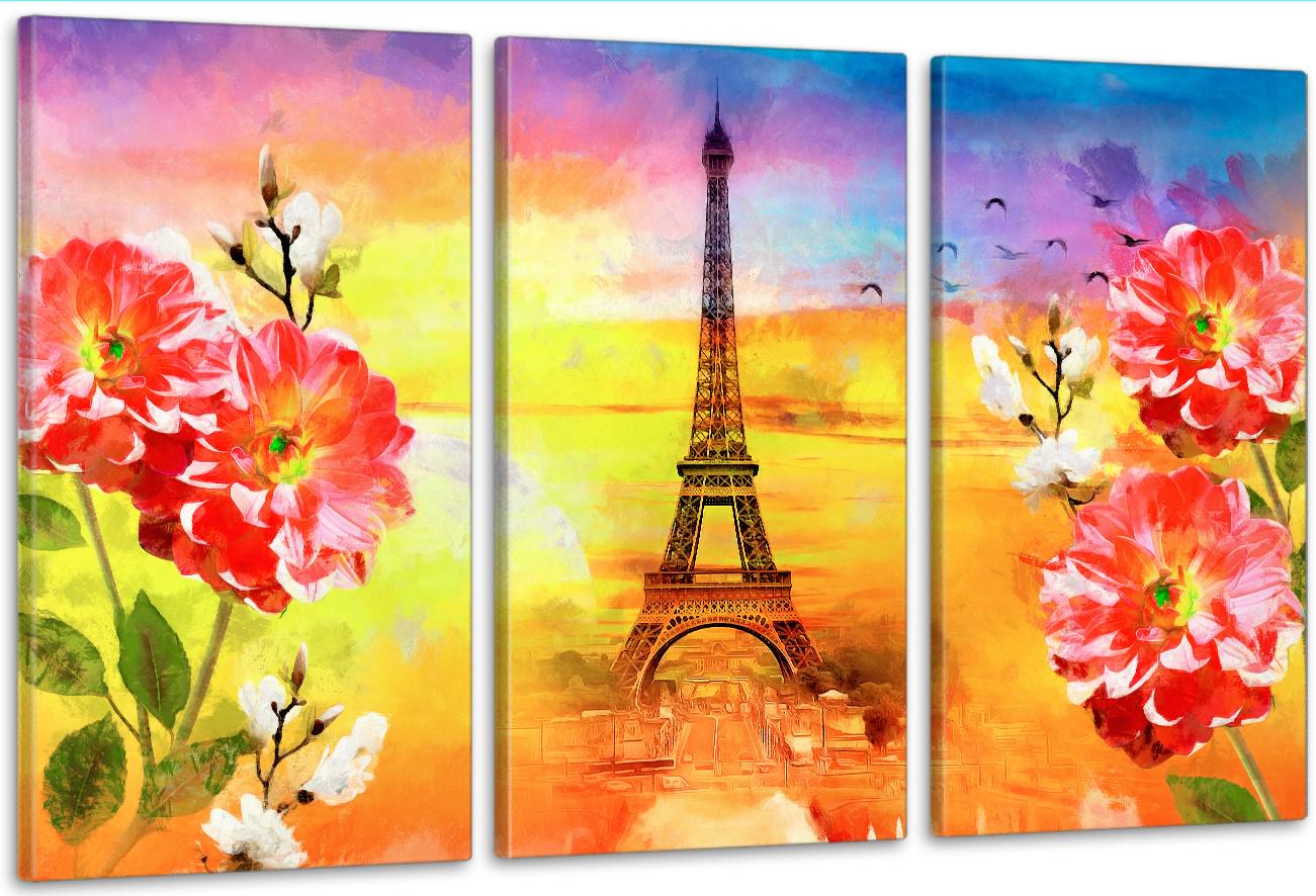 Картина модульная в гостиную/спальню Париж 70х130 см (ART-234_3A)