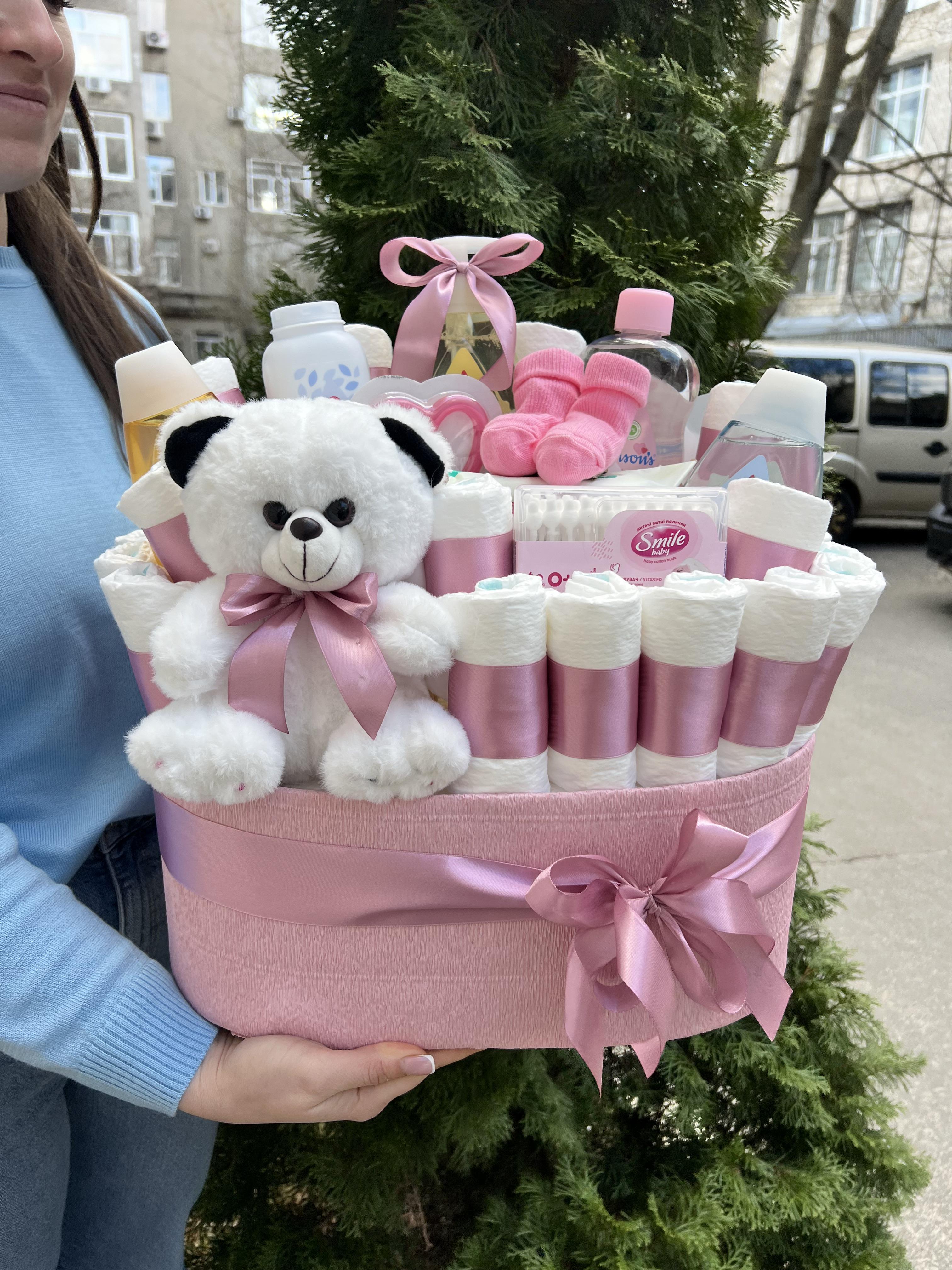 Подарунковий бокс Букет в пологовий з памперсами та дитячою косметикою (10112) - фото 9