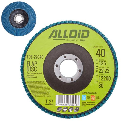 Круг лепестковый торцевой Alloid циркониевый 125 мм P40 T27 (00000061430) - фото 6