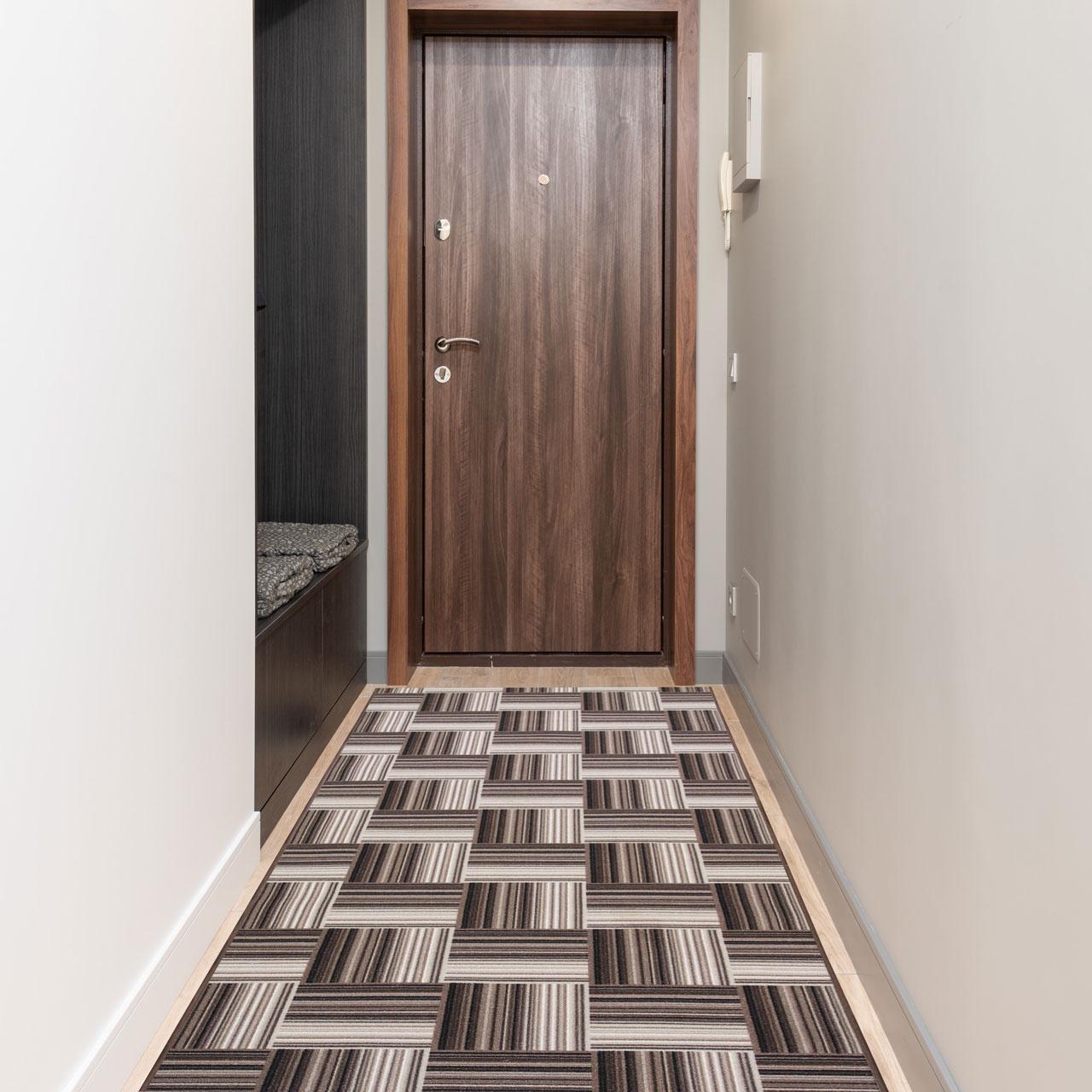 Килимова доріжка безворсова на повстяній основі Virtual Print Лабіринт-P3 2 м Коричневий/Бежевий - фото 9