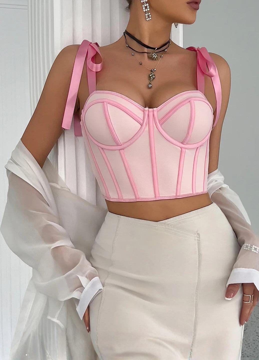 Топ-бюстьє жіночий корсетний на зав'язках G&N 16242 M Рожевий (44)