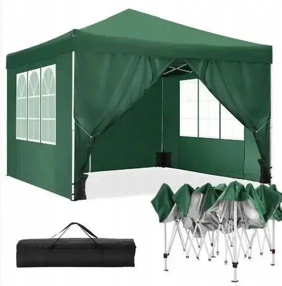 Павільйон садовий саморозкладний 4 стінки міцна конструкція 3х3 м Зелений - фото 5
