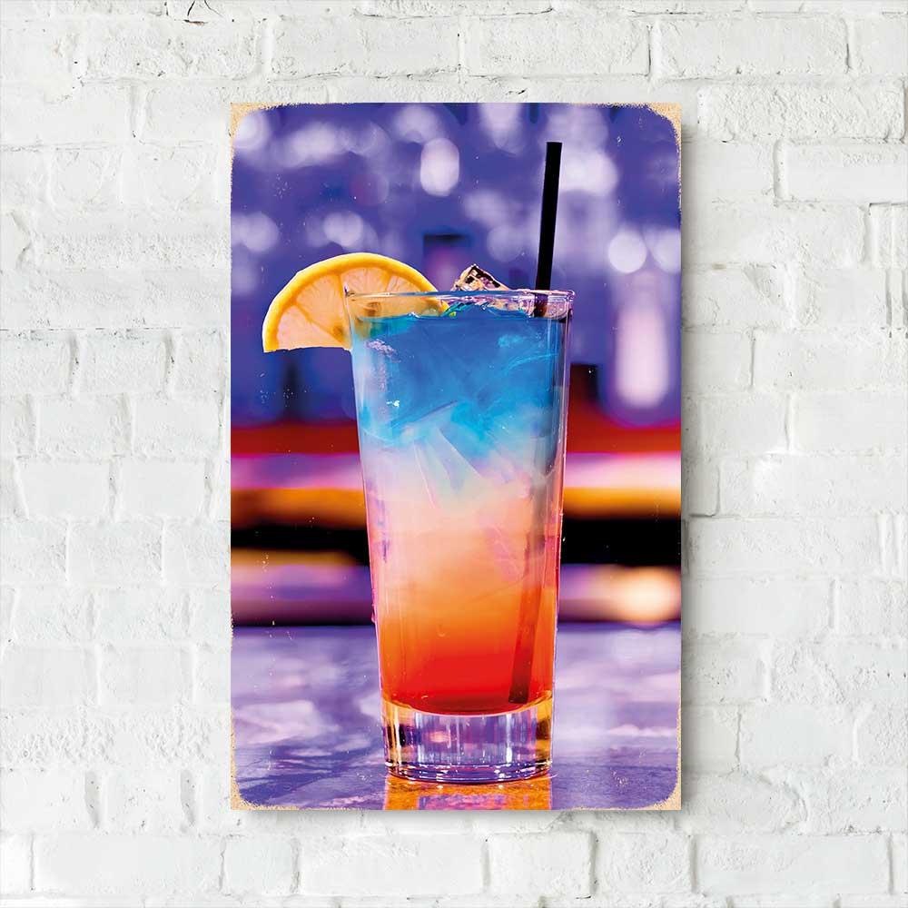 Постер настенный из дерева TheGravix Blue Orange Coctail 27х17 см (2858565355)