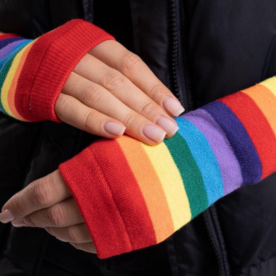 Мітенки по лікоть у смужку Райдужний (61420) - фото 6