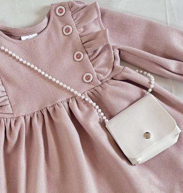 Плаття дитяче тепле для дівчинки 116 см Пудровий (D-7290-116п) - фото 2 Плаття дитяче тепле для дівчинки 116 см Пудровий (D-7290-116п) - фото 2