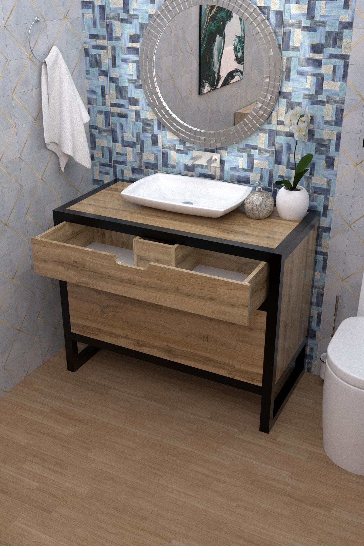 Тумба для ванной комнаты EcoLoft Лофт Лакона DSP-1206 под накладной умывальник Дуб аппалачи (26645821)