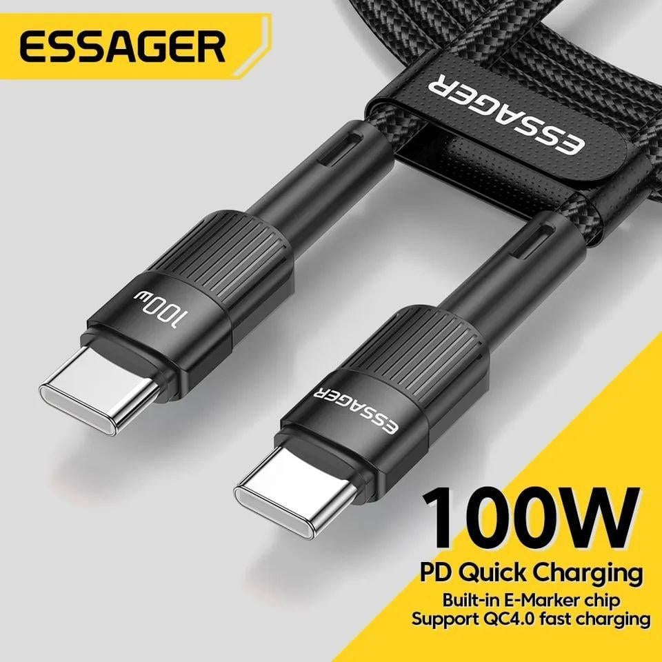 Кабель Essager Type-C PD 100w Fast Charge 1 м Black (25397393) - фото 11 Кабель Essager Type-C PD 100w Fast Charge 1 м Black (25397393) - фото 11