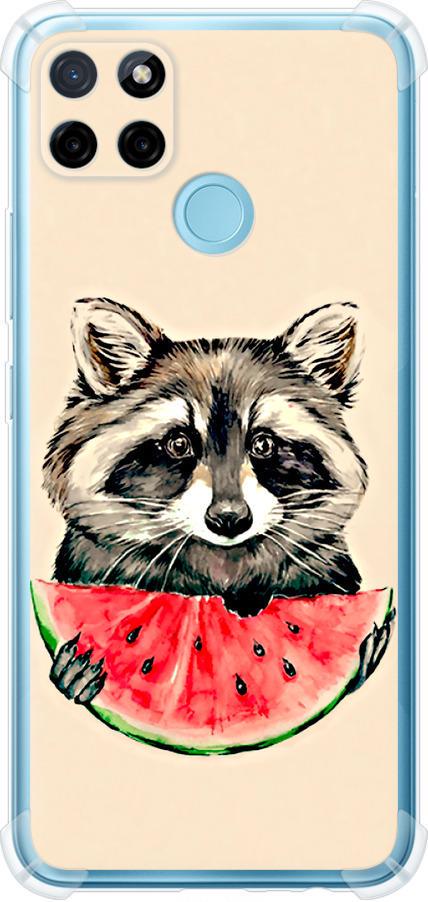 Чехол на Realme C25Y Енотик с арбузом (4605sp-2553-42517)