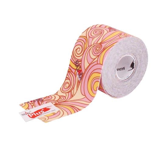 Кинезио тейп усиленный Nasara Plus с принтом 5 см х 5 м Желтая волна (ND003)