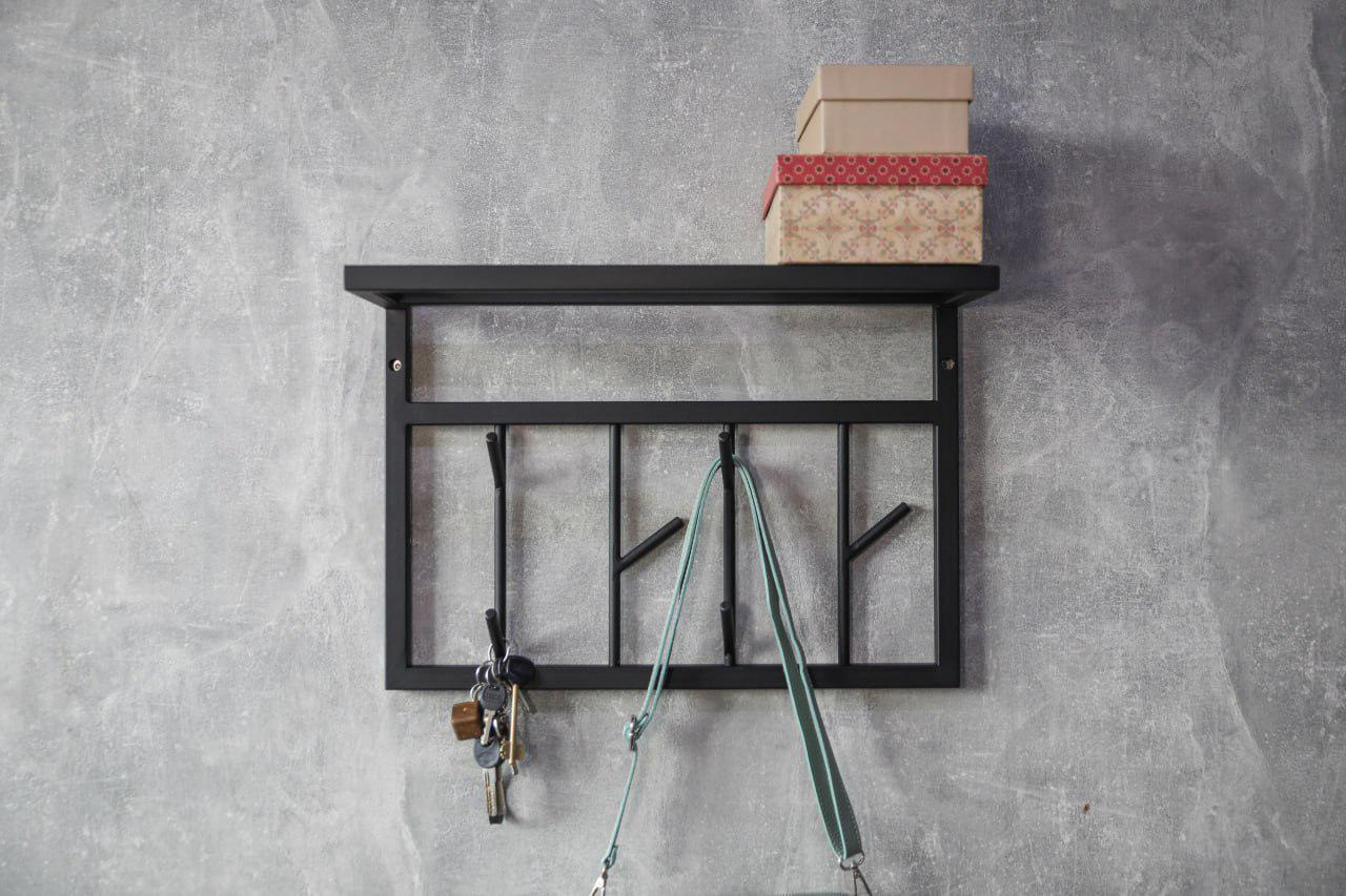 Вешалка металическая в стиле лофт с подвижными крючками 60х20х35 см (ML-93.3) - фото 5