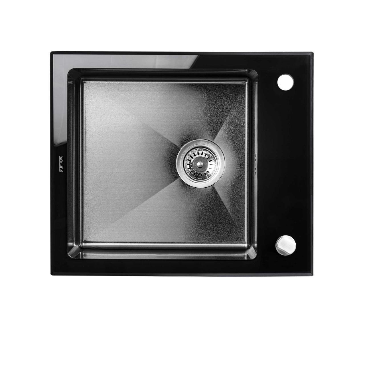 Мийка кухонна Platinum Handmade PVD 600х510х200 мм Black Glass (2681000762)