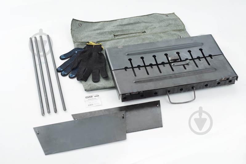 Мангал СИЛА - Кемпинг раскладной кейс толщина 2 мм на 8 шампуров с чехлом и перчатками