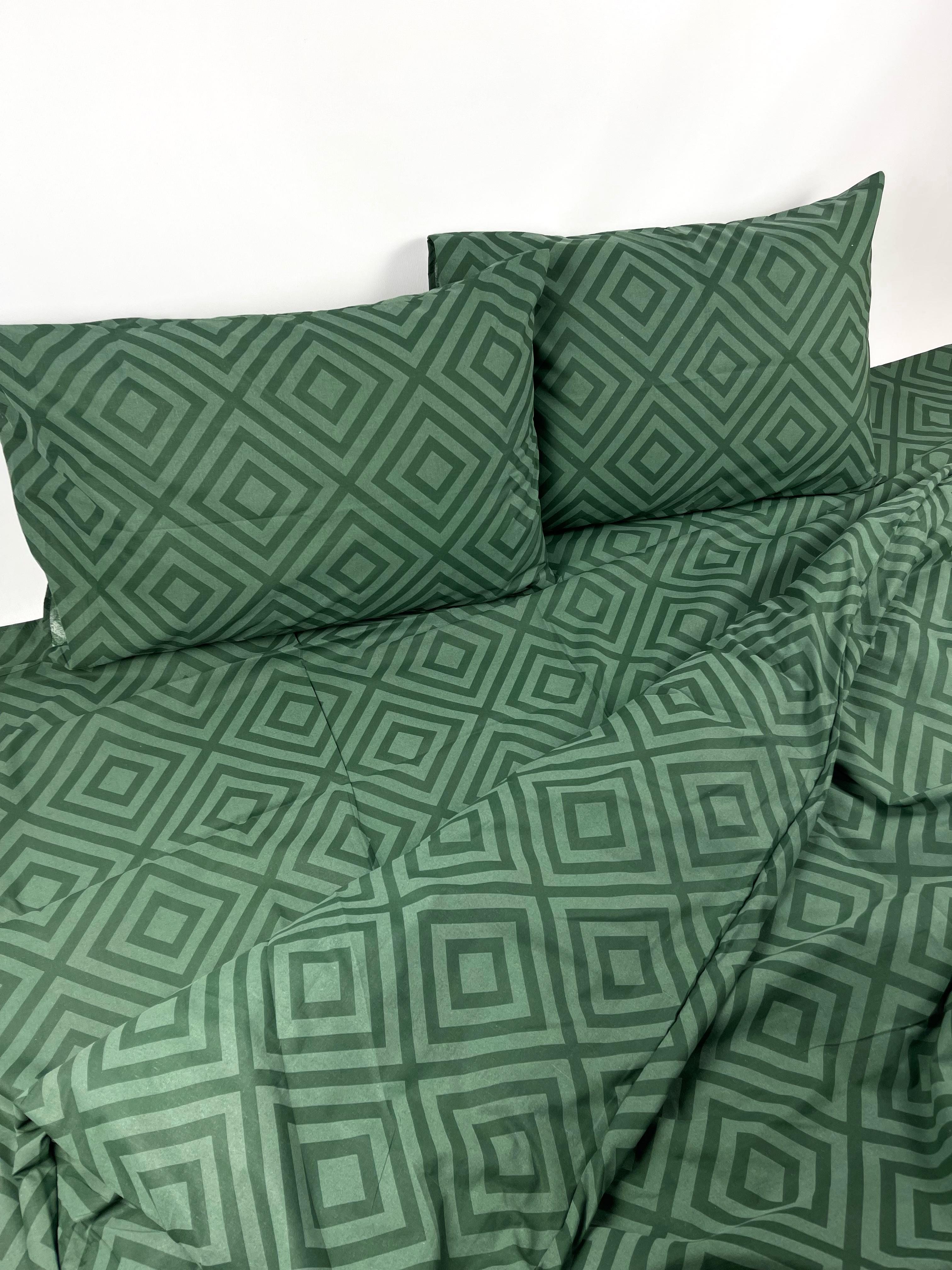Комплект постельного белья Ватин Голд-Lux Ромбик двуспальный Зеленый (14708833)