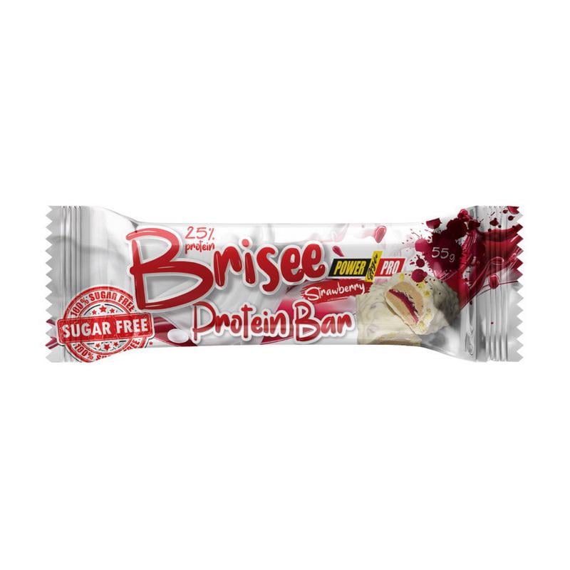 Протеиновый батончик 13 г білка без сахара Power Pro Brisee Protein Bar 25% 55 г Клубника
