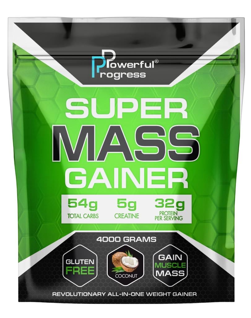 Гейнер высокобелковый Powerful Progress Super Mass Gainer 4 кг Кокос (06772-05)