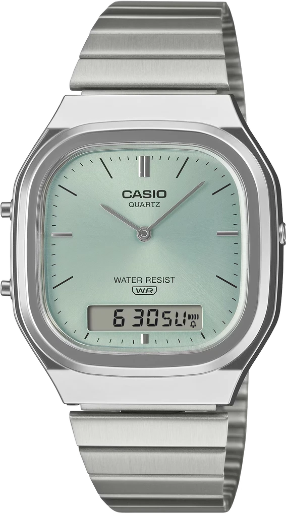 Наручные часы унисекс Casio Vintage Edgy AQ-240E-2A с подсветкой Зеленый (3139706447)