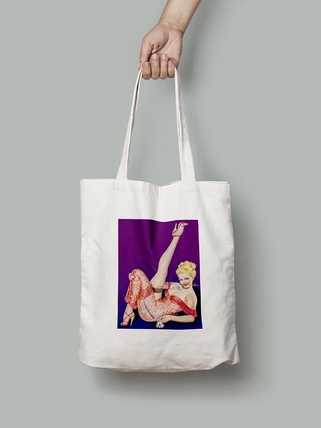 Еко-сумка Pin Up блондинка з квіткою шопер (pin_up0030005_Bag) - фото 1