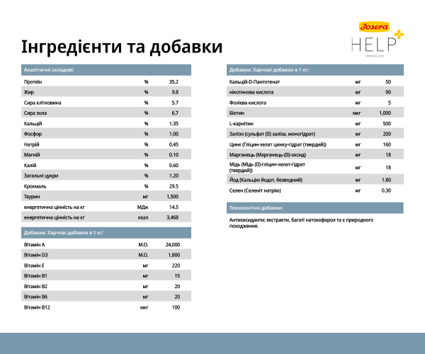 Корм сухой для взрослых котов Josera Help Veterinary Diet Weight Diabetic Cat диетический с домашней птицей для регулировки поступления глюкозы 400 г - фото 6 Корм сухой для взрослых котов Josera Help Veterinary Diet Weight Diabetic Cat диетический с домашней птицей для регулировки поступления глюкозы 400 г - фото 6