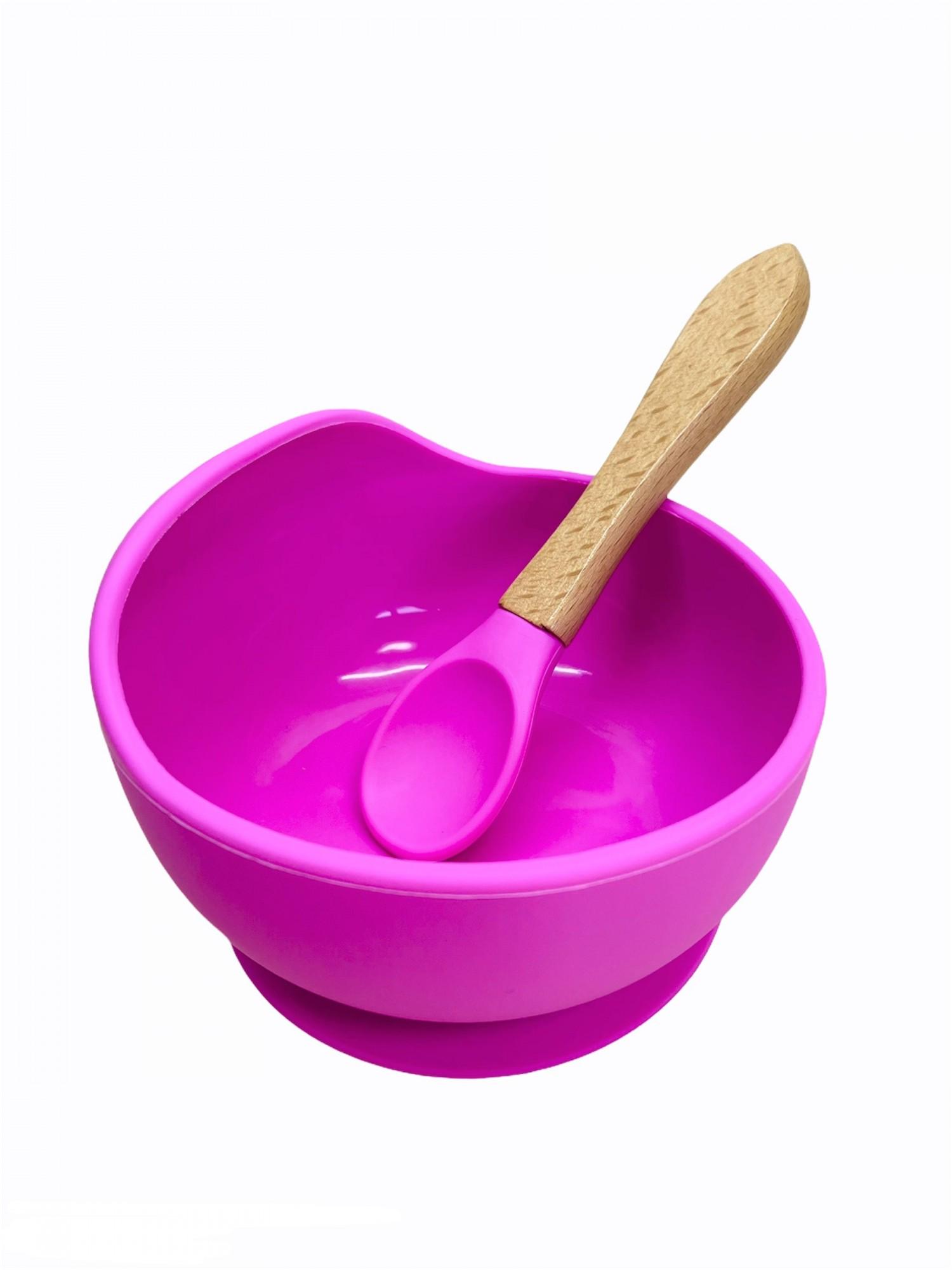 Набір дитячого посуду силіконового з присоскою тарілка/ложка/нагрудник/поїльник Рожевий (24043431) - фото 2 Набір дитячого посуду силіконового з присоскою тарілка/ложка/нагрудник/поїльник Рожевий (24043431) - фото 2