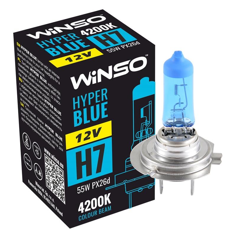 Автолампа галогенная Winso H7 12V 55W PX26d Hyper 4200K Blue - фото 1