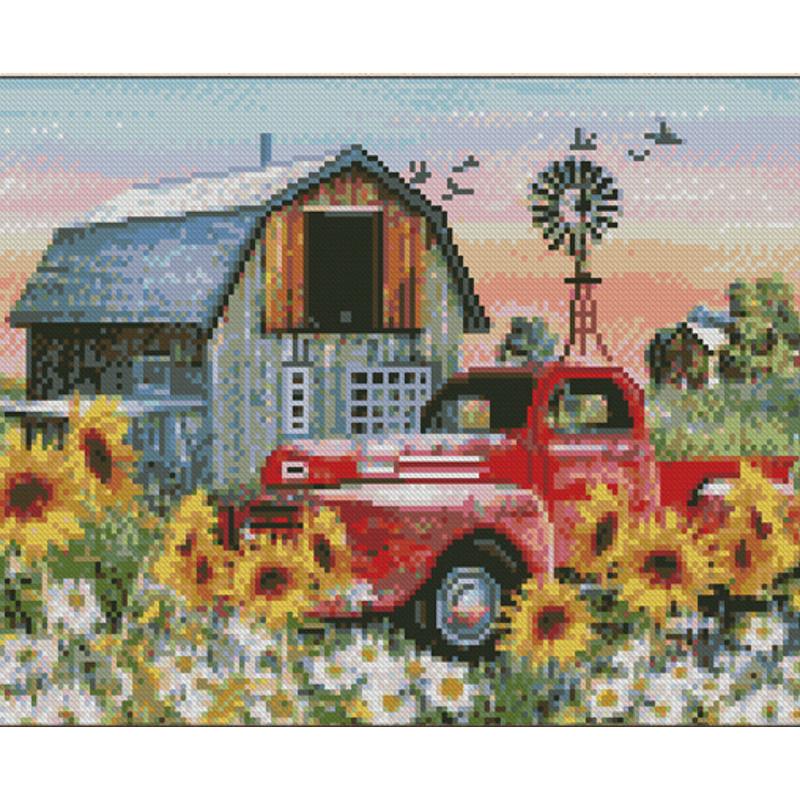 Алмазная мозаика Strateg Деревенский пейзаж 30х40 см (KB027)
