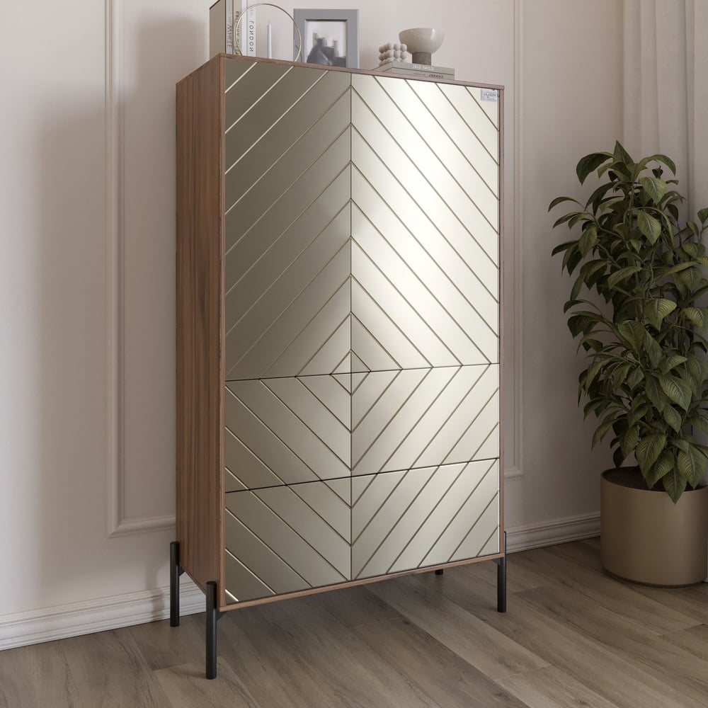 Комод-пенал Lion Амарант 84x40x150 см Дуб Ливорно/Перламутровый металлик (LION-042167)