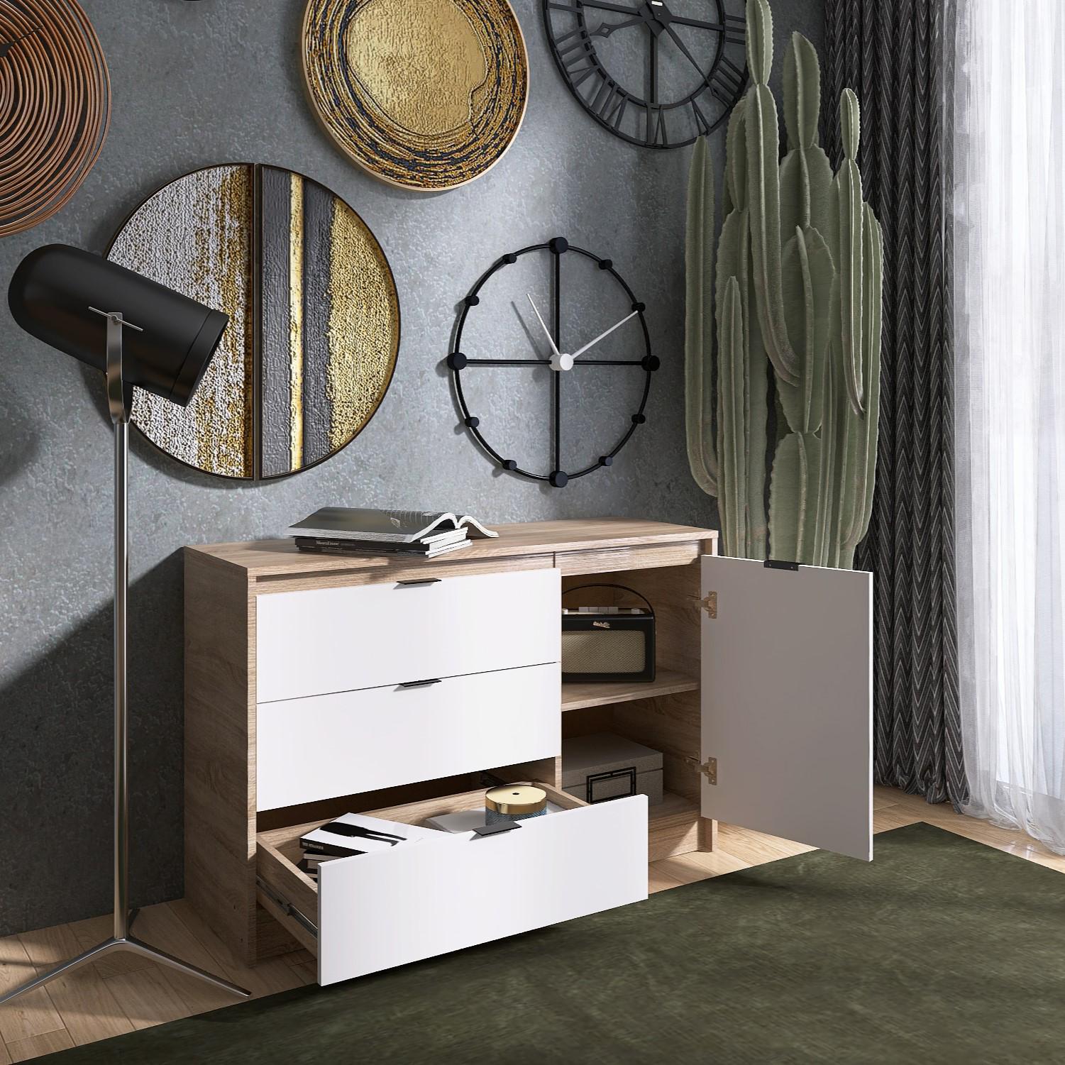 Комод Everest Сити 1150 1152х380х746 мм Сонома/Белый (11413) - фото 3