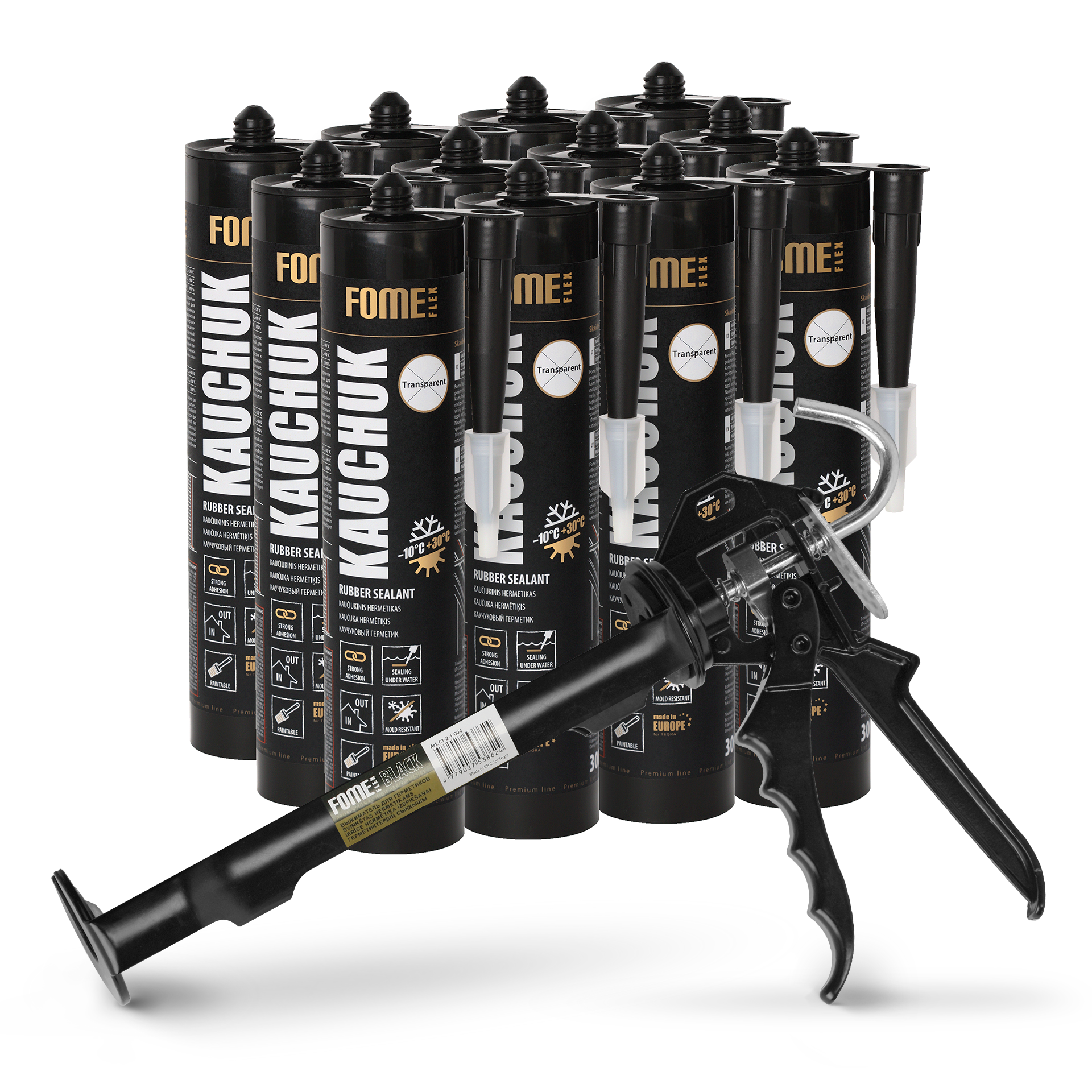 Герметик з пістолетом всесезоний вініловий Kauchuk ALL Season 300 мл/12 шт. Прозорий (01-4-2-017-12)