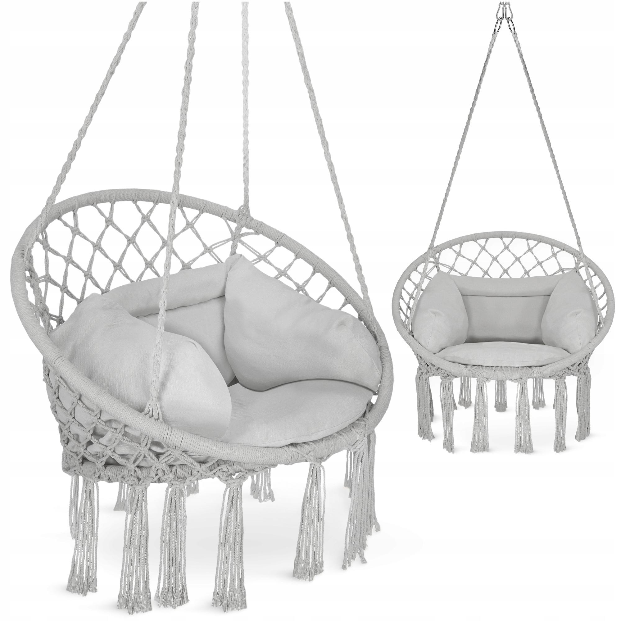 Кресло-качели подвесное 4fizjo Boho Dream с подушкой плетеное 80 см Grey (P-5905973404532) - фото 3