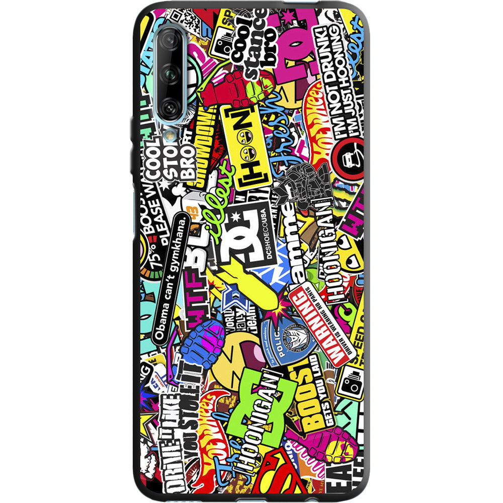 Чехол Boxface Huawei P Smart Pro Multicolored Inscriptions Черный силикон (38612-up880-38955)
