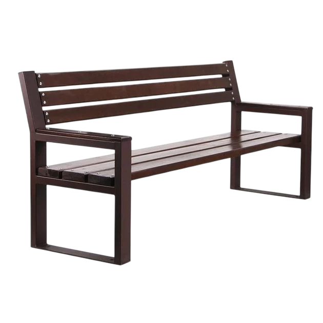 Садовая скамейка Рапсодия деревянная со стальными боковинками 200х89,3х70 см 55 кг Коричневый (14-17-LF-LVK-Rapsodiya)