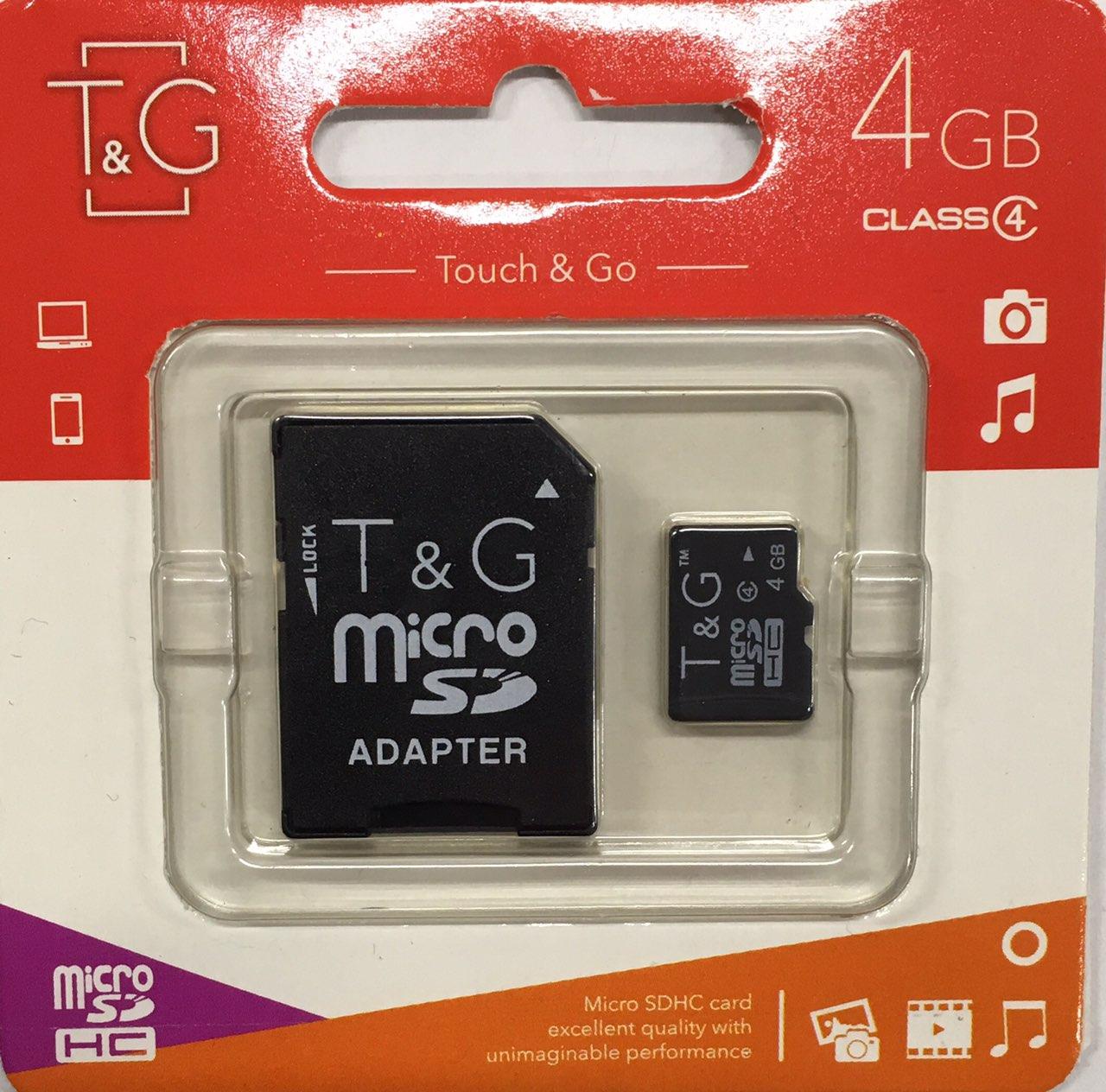 Карта памяти micro SDHC с SD адаптером Class4 T&G 4Gb