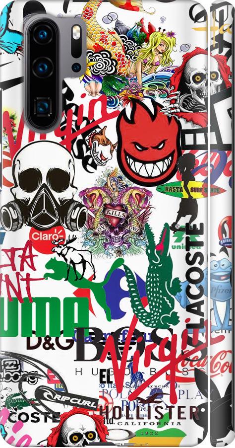 Чехол на Huawei P30 Pro Many different logos (4022m-1621-42517) Чехол на Huawei P30 Pro Many different logos (4022m-1621-42517)
