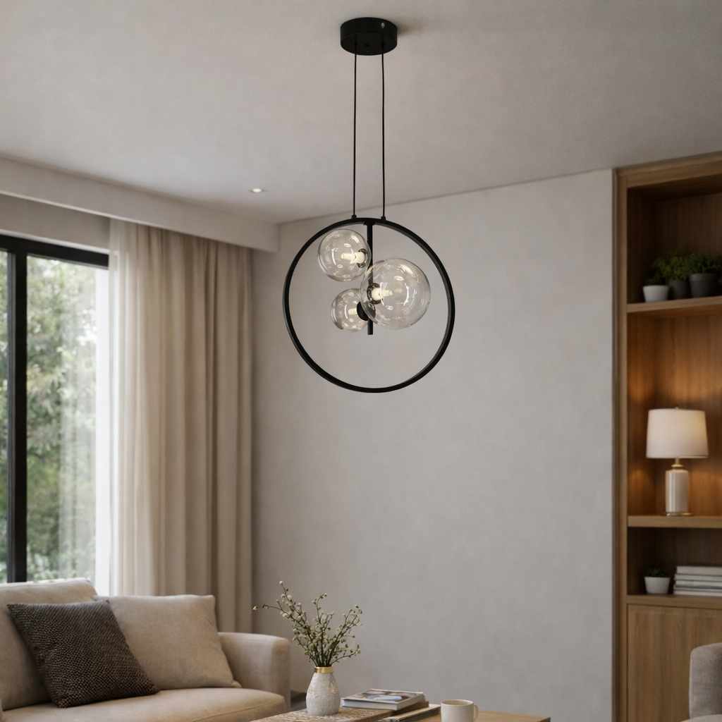 Подвесной светильник Glass Orbit Frame LED нейтральный свет 15W+ G9 (20401/3ВК)