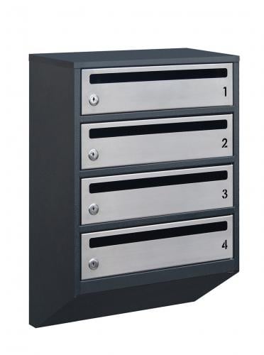 Почтовый ящик Lev-metal Е1-04.F на 4 секции 585x390x200 мм Антрацитовый/Серый (21040205)