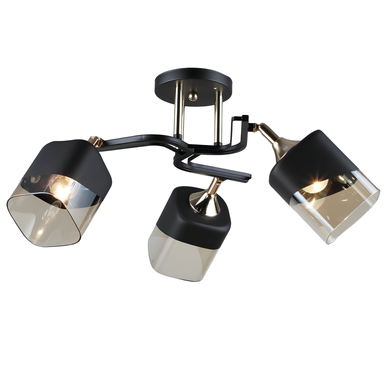 Люстра Svet на три плафона с поворотным механизмом под лампу Е27 Черно-золотой (SR-N5070/3 BK+FGD)