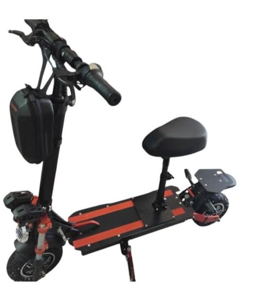 Електросамокат двомоторний Tesla 30000 5000W/52V/24Ah з сидінням та боксом на кермо Електросамокат двомоторний Tesla 30000 5000W/52V/24Ah з сидінням та боксом на кермо